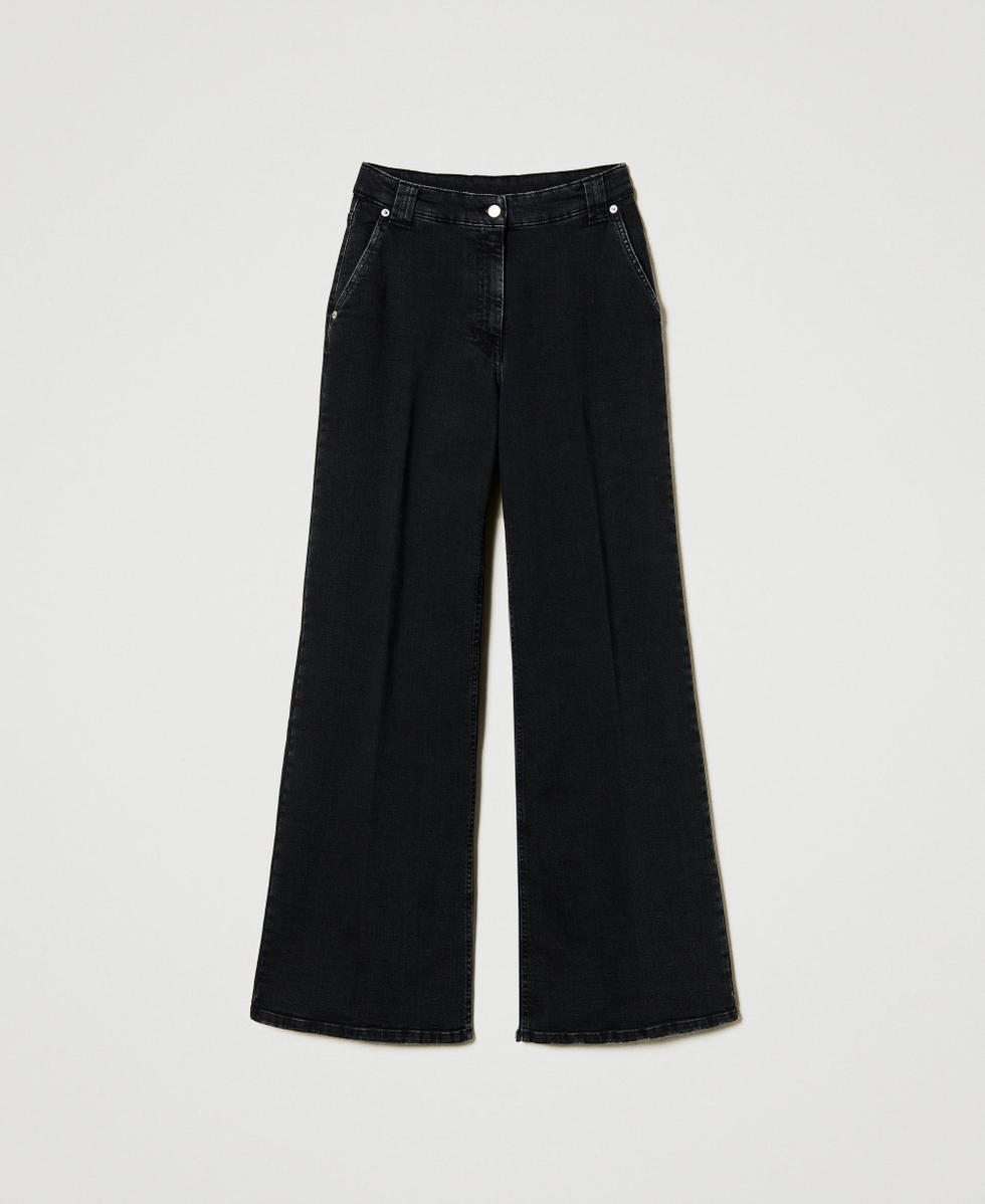 Jeans wide leg con piega stirata