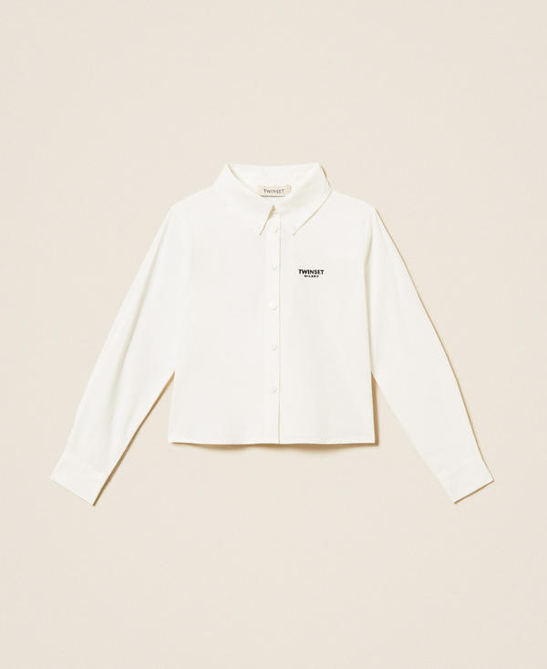 Poplin shirt with embroidered logo