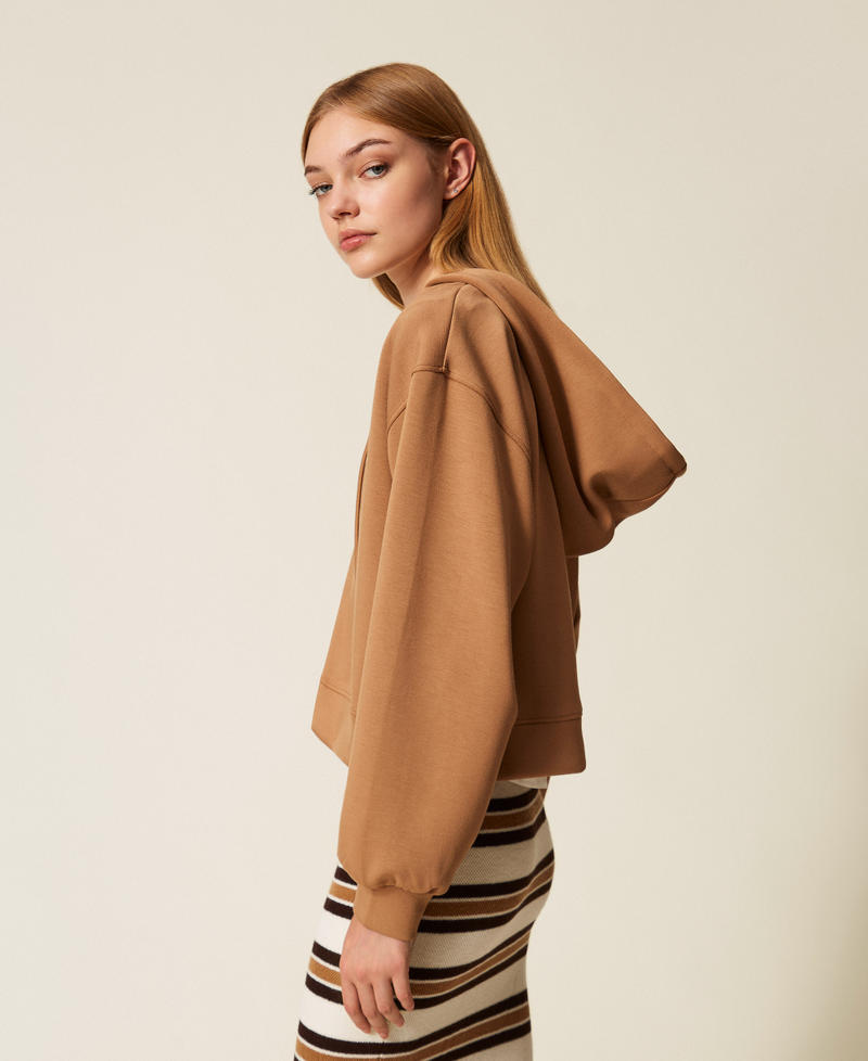 Scuba sweatshirt and top Two tone Camel/Off White Woman 252LI2QDD_12670_02