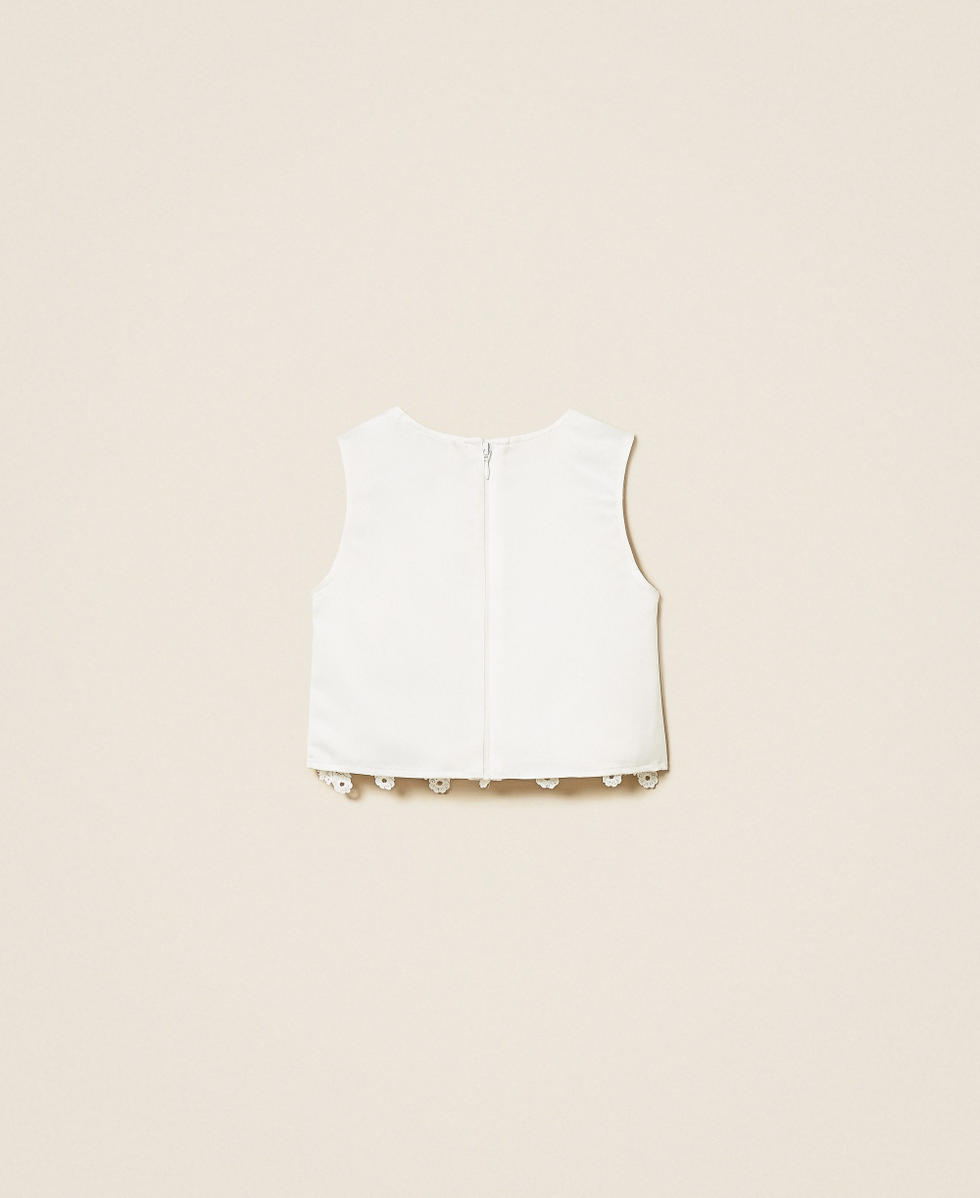 Girls&rsquo; cropped duchesse top Off White Girl 261GB2041_00526_S1