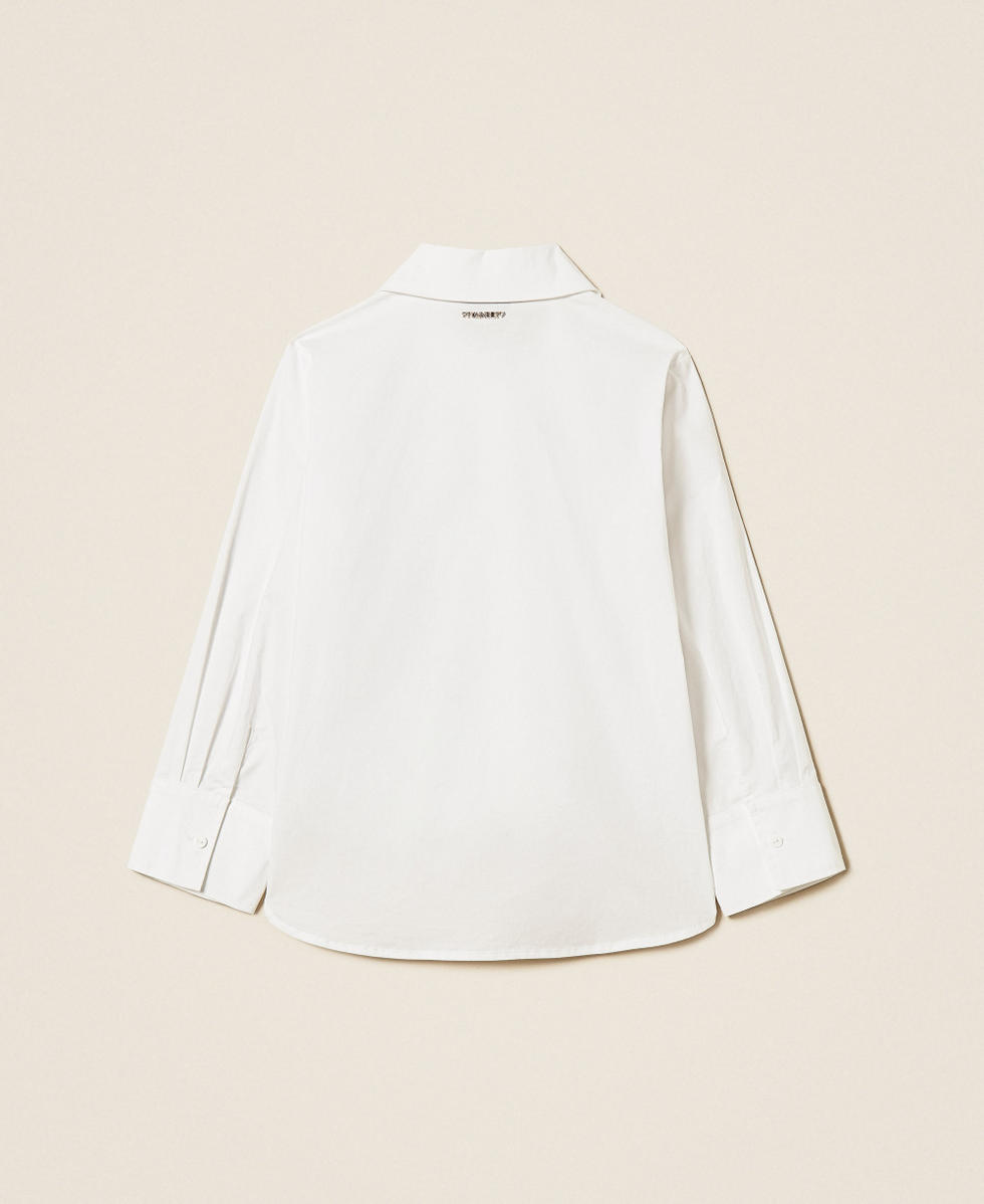 Camicia in popeline con borchie Off White Bambina 261GJ2018_00526_S1