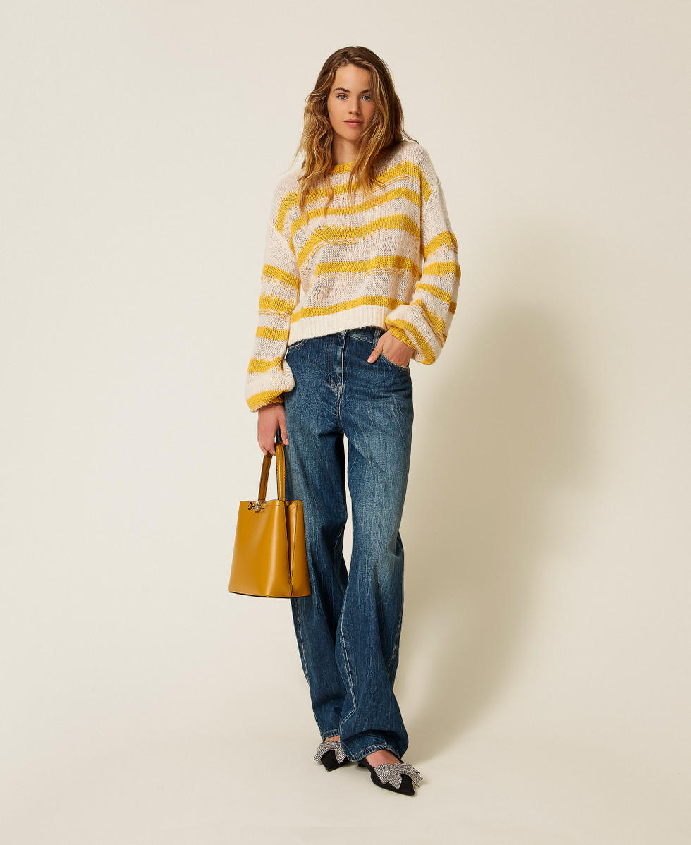 Striped top Two tone Fruit Mango/Snow White Woman 252AP3181_12706_T0