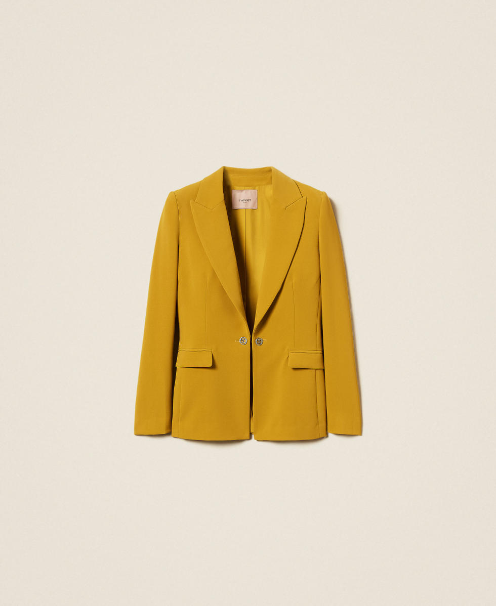 Giacca blazer in cr&ecirc;pe con Oval T Giallo "Mostarda" Donna 252TP2590_12607_S0