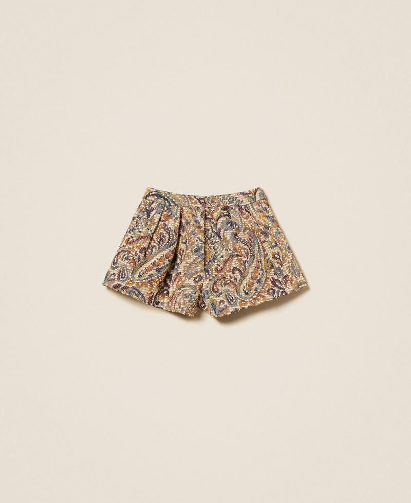 Jacquard shorts with cashmere pattern Multicolour Cashmere Jacquard Woman 252TS2371_13095_S0