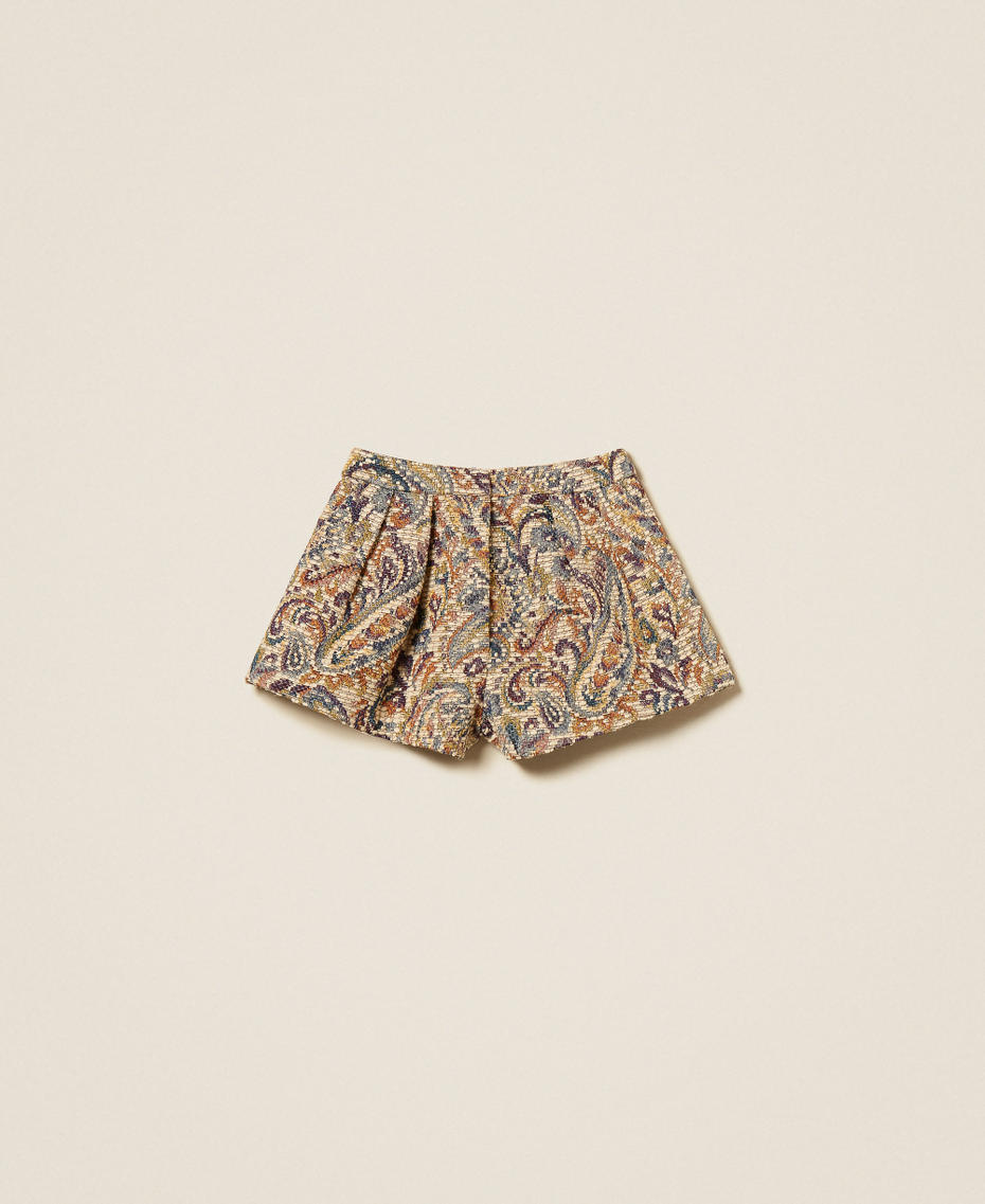 Jacquard shorts with cashmere pattern Multicolour Cashmere Jacquard Woman 252TS2371_13095_S0