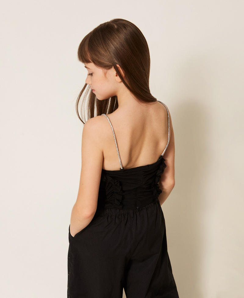 Top in tulle con volant Nero Bambina 261GJ2181_00006_03