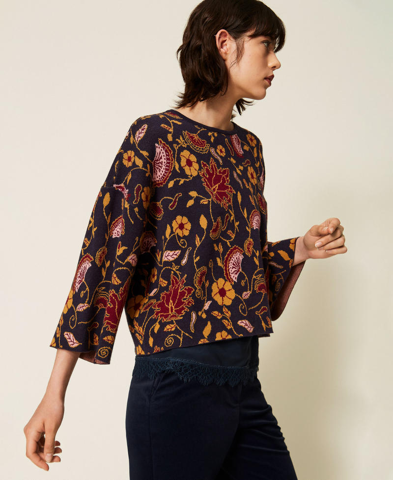 Jacquard floral jumper Fantasy Flowers Jacquard Woman 262AP3080_13766_02