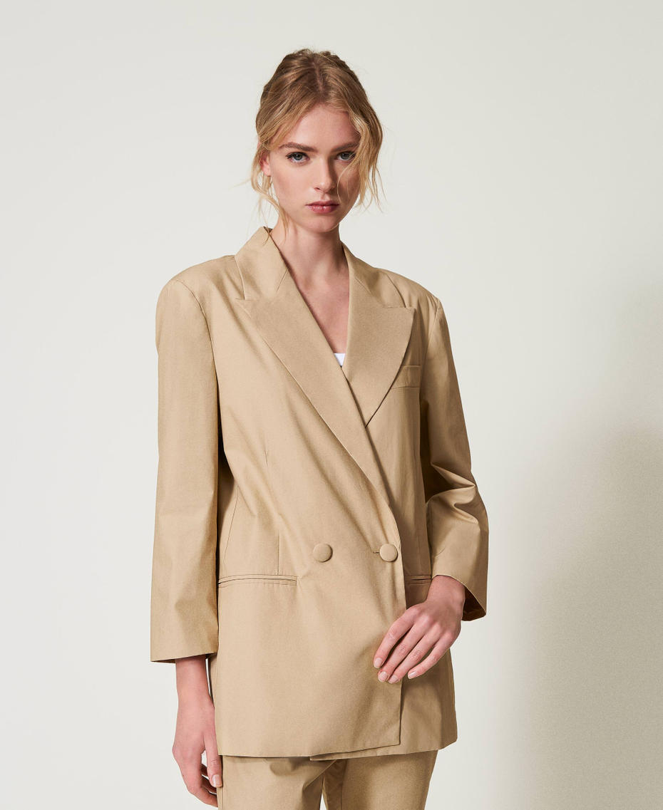 Double-breasted poplin blazer Incense Woman 251AP2279_12115_03