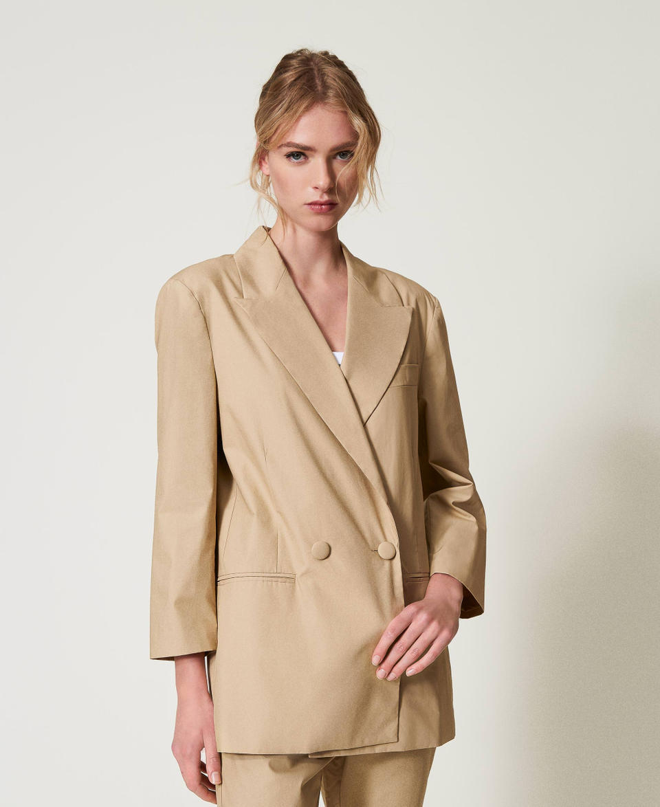 Double-breasted poplin blazer Incense Woman 251AP2279_12115_03