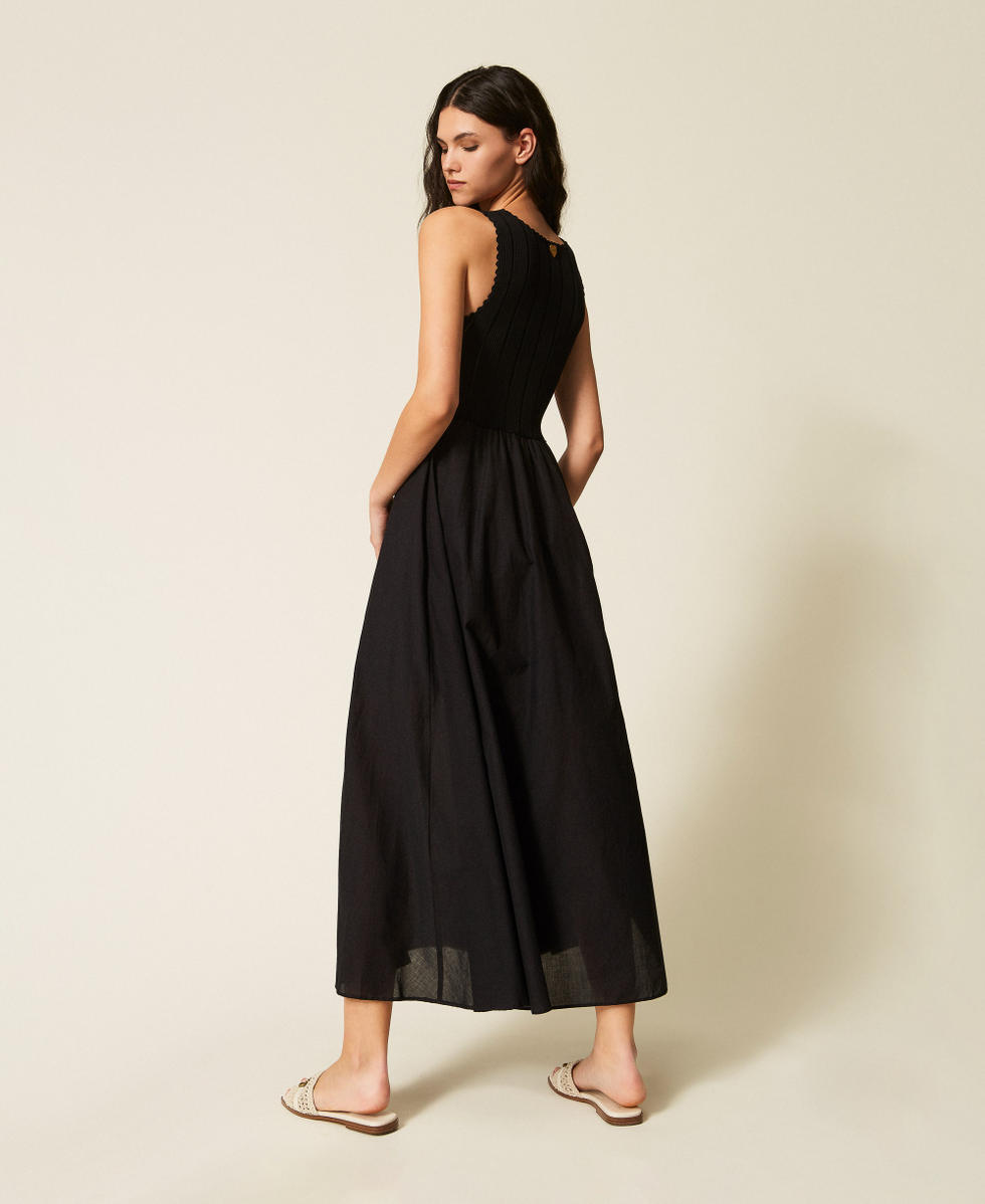 Long dress with knit bodice Black Woman 261LB3EDD_00006_03