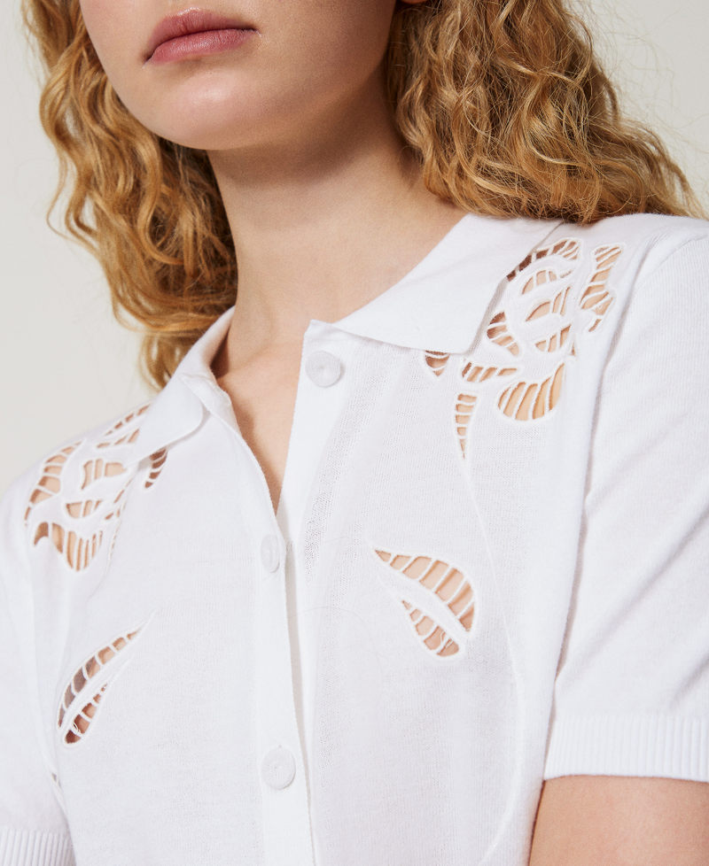 Camicia in maglia con ricami Bianco "Papers" Donna 251AX3011_00840_03