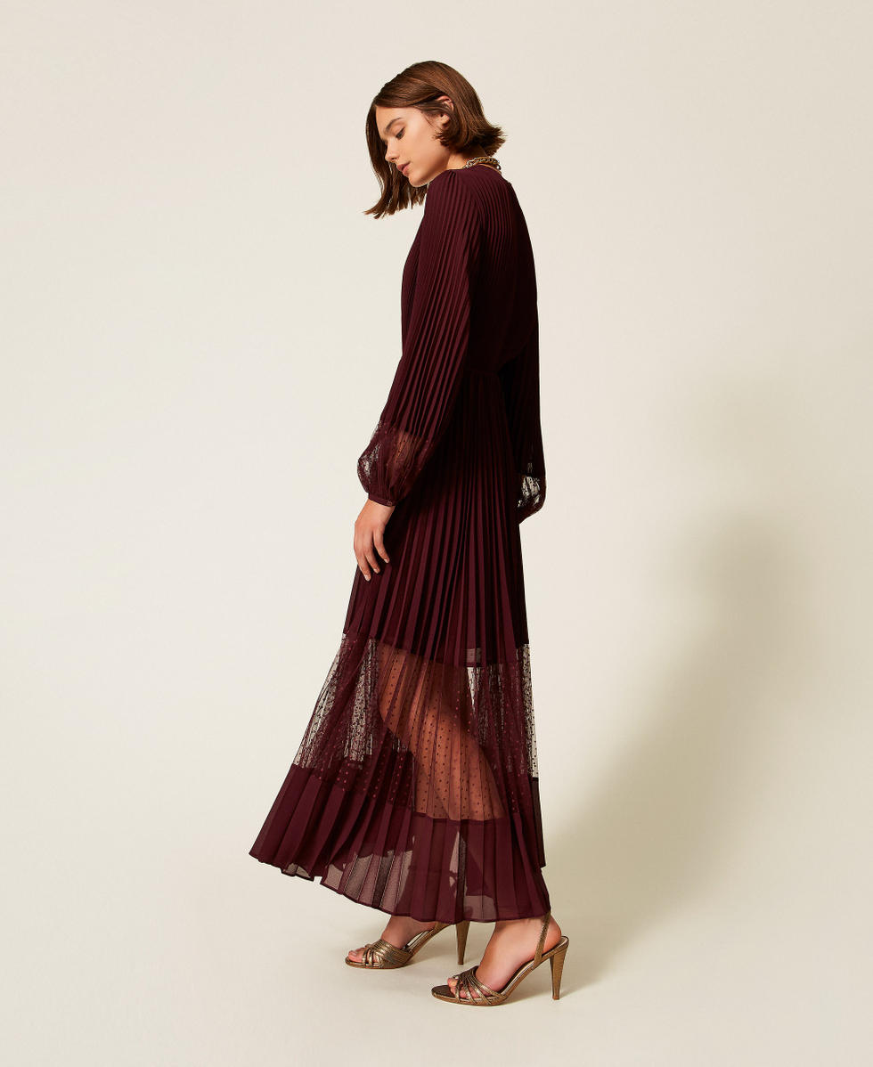 Long georgette and tulle dress “Wine tasting” Purple Woman 252TP2641_05609_02