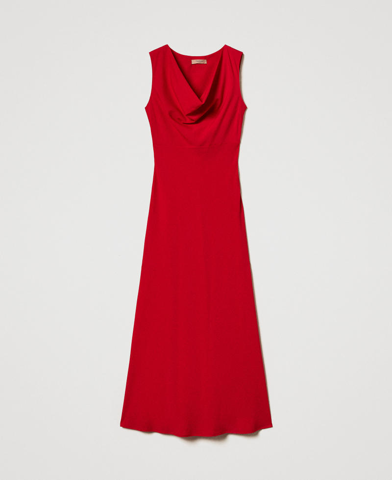 Robe longue ajust&eacute;e avec drap&eacute; Hibiscus Red Femme 251TF2062_12365_S0