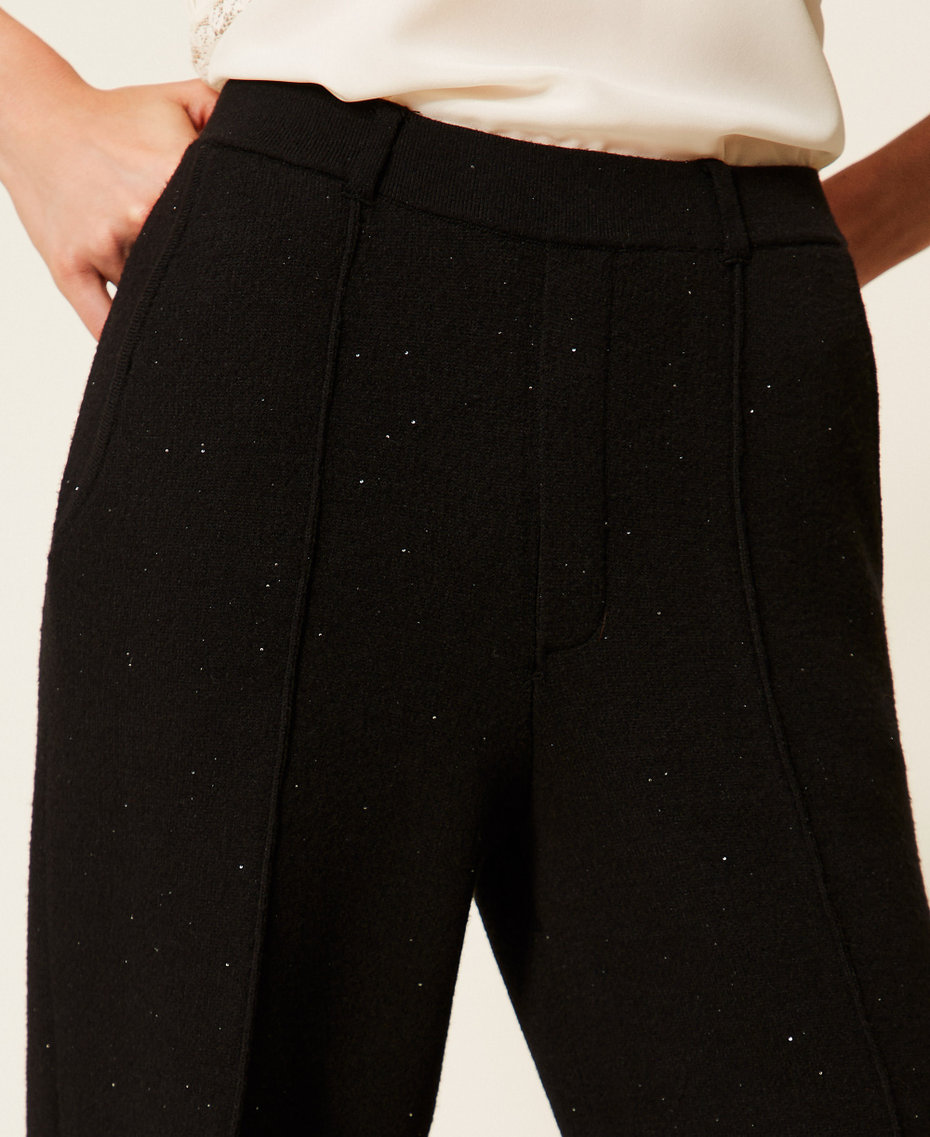 Pantaloni in maglia con paillettes Nero Donna 262LI3PBB_00006_04