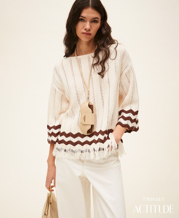 Maglia con zig-zag e frange