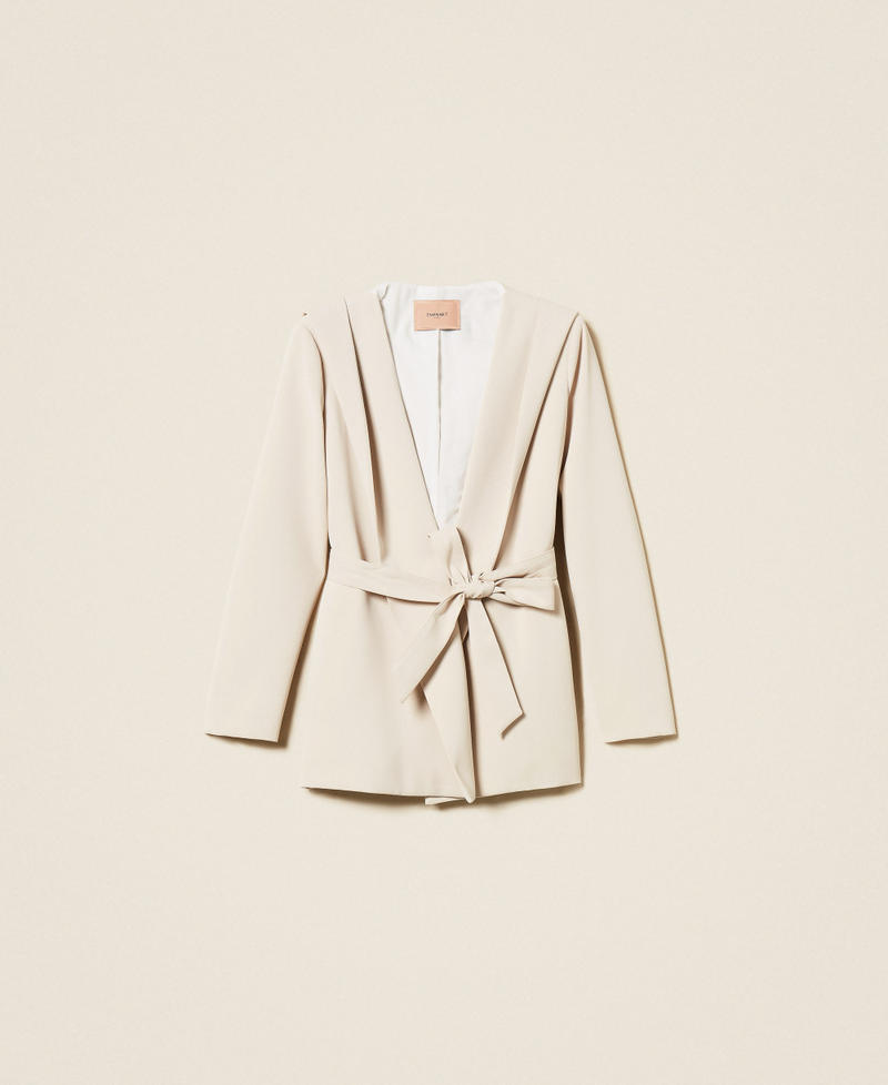 Hooded jacket with belt Plaster Beige Woman 252TF2012_12879_S0