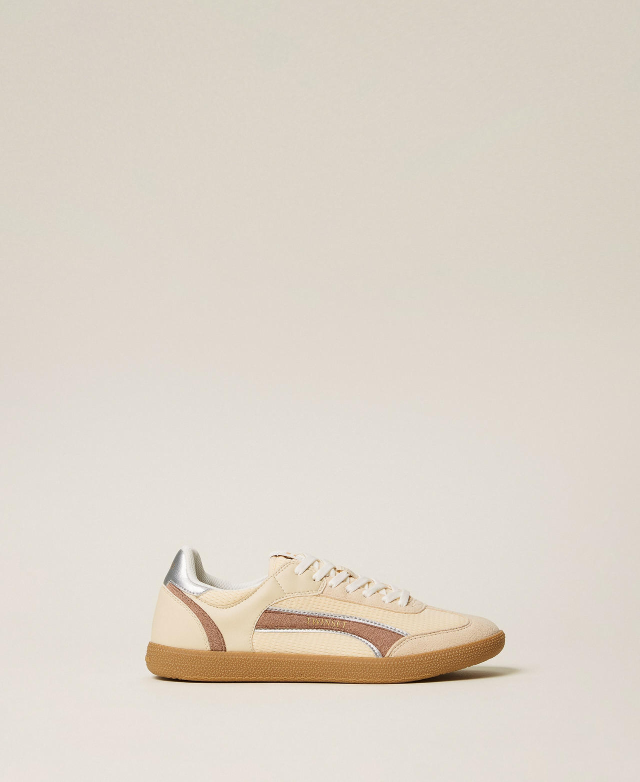 Twinset Women's Two-Tone Mother Of Pearl/Mocha Mouse Fessura Trainers With Inserts