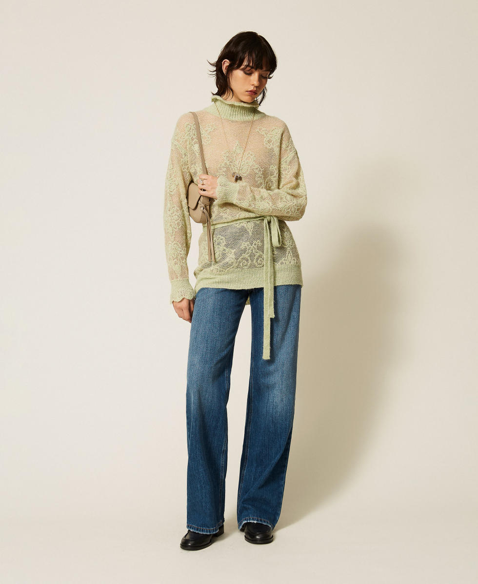 Jacquard alpaca blend maxi jumper Sage Woman 262TP3342_13618_01
