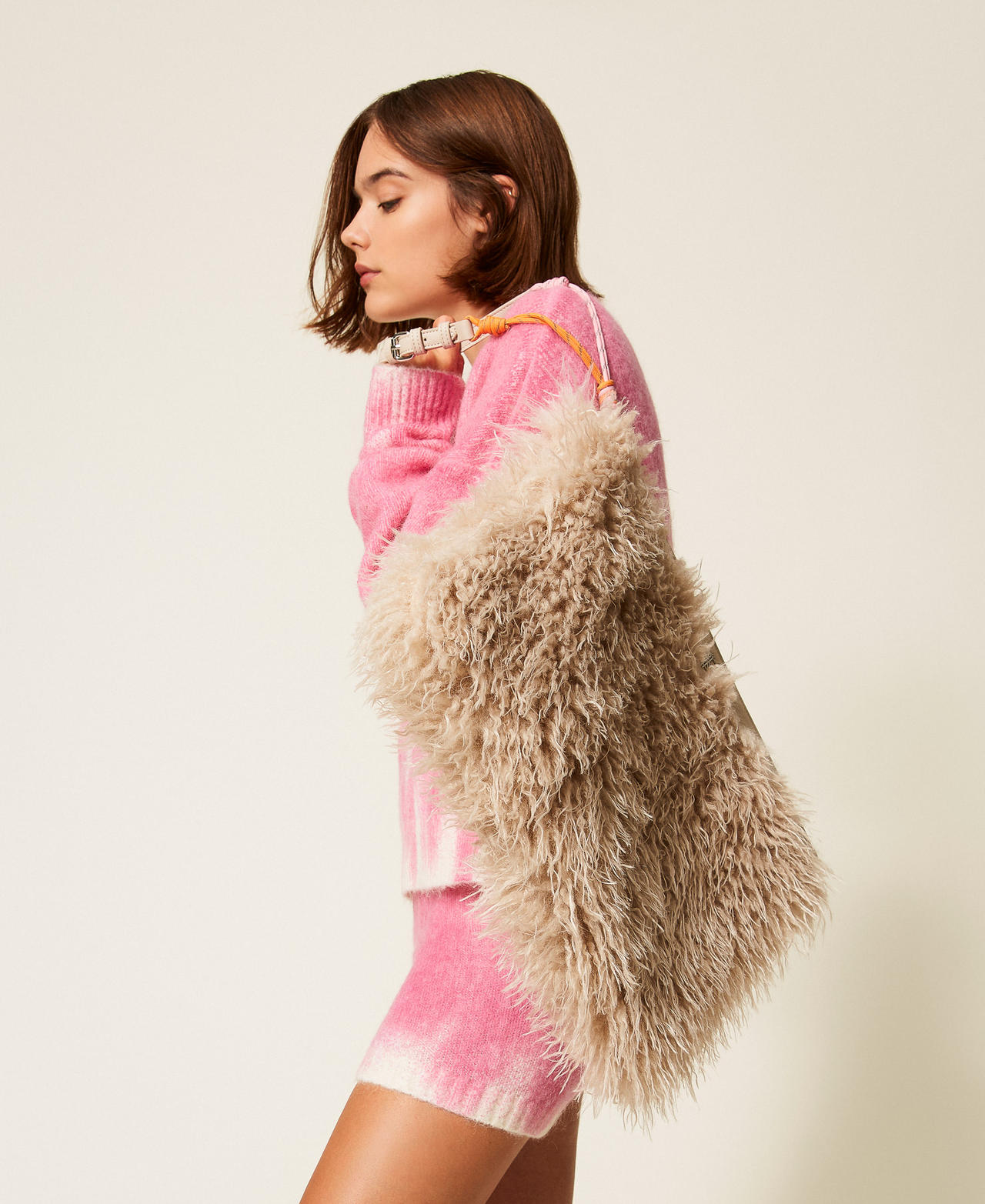 MYFO faux fur clutch bag Woman, White | TWINSET Milano
