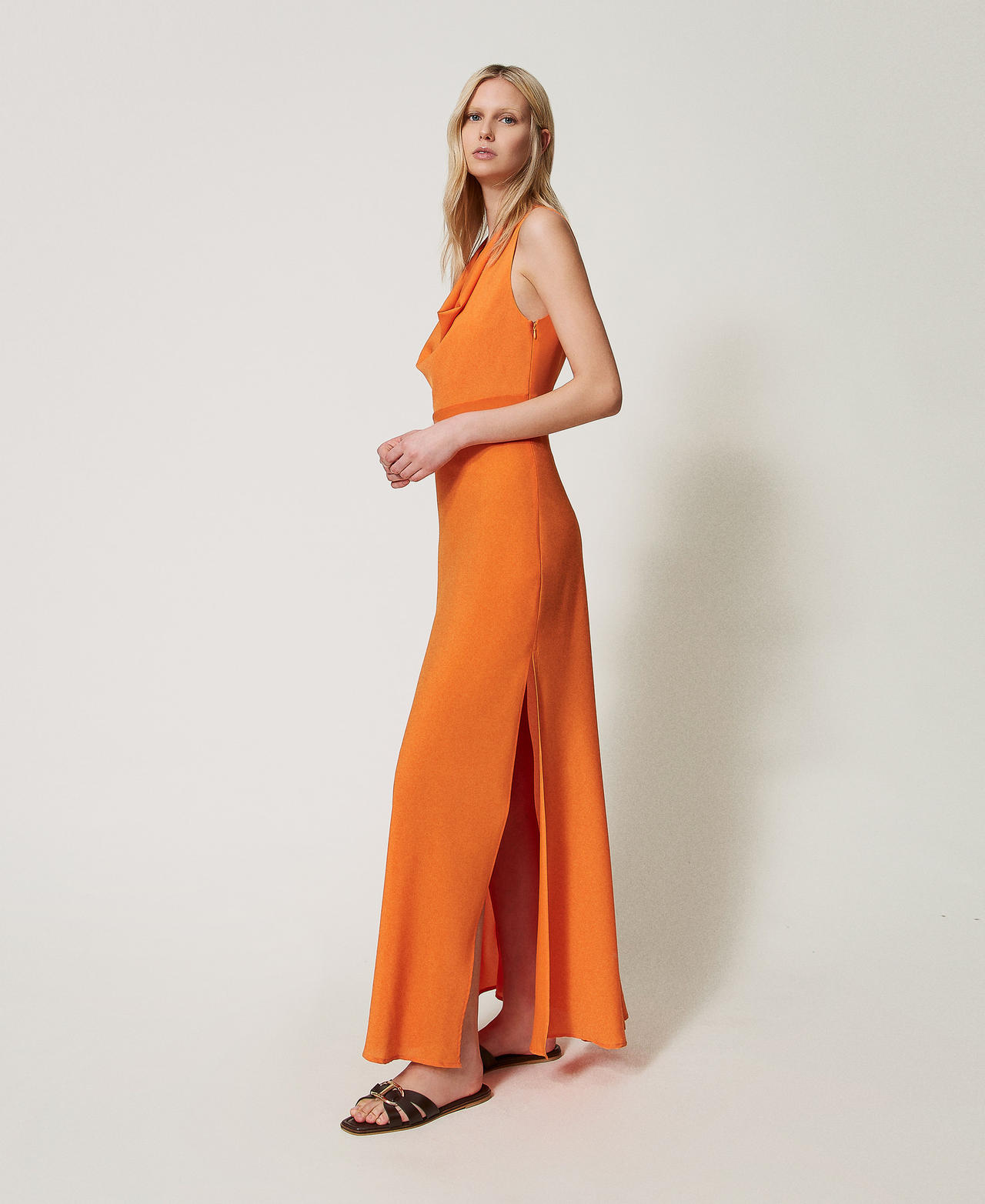 Abito lungo fitted con drappeggio Orangine Donna 251TF2062_01865_02