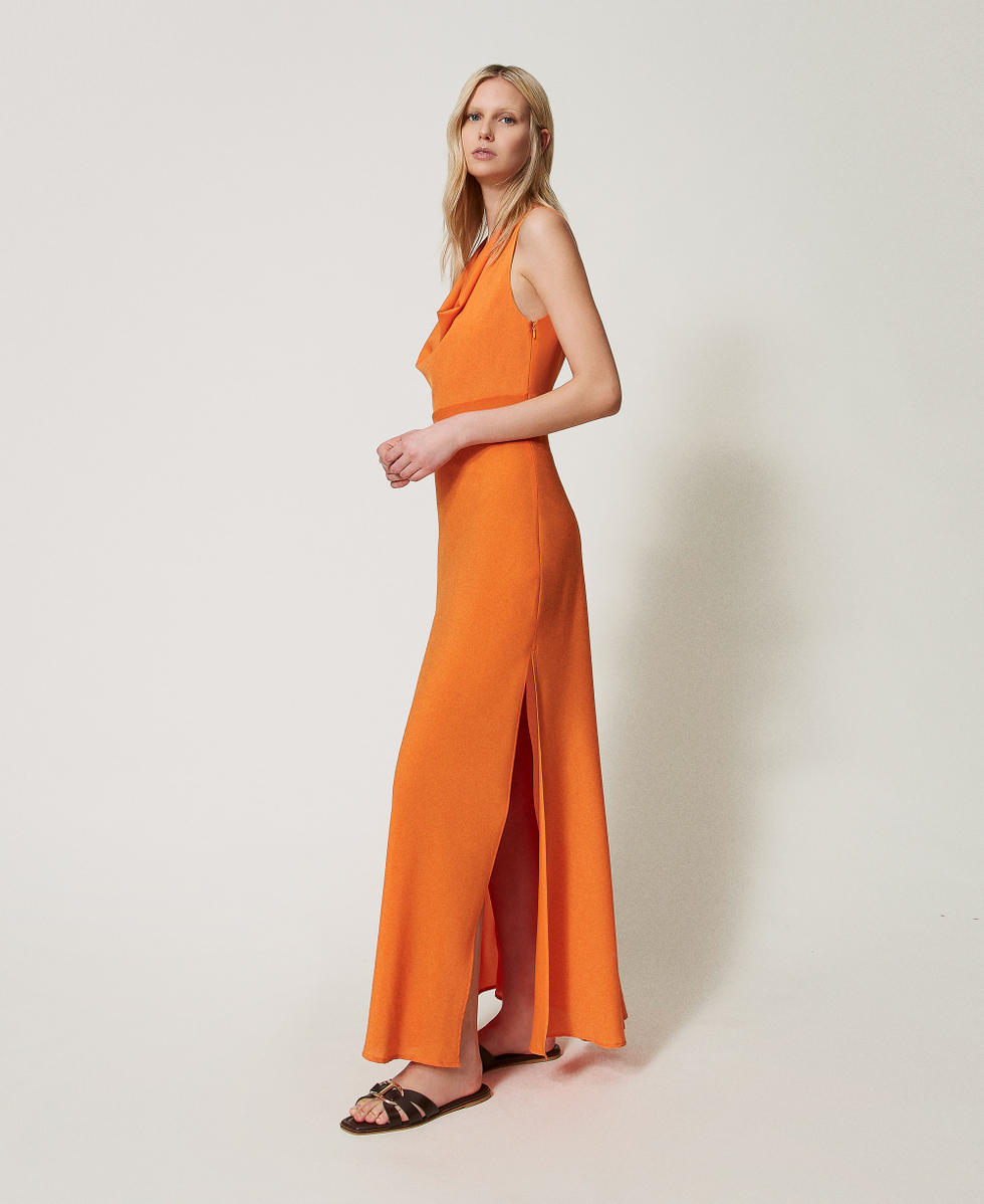 Robe longue ajust&eacute;e avec drap&eacute; Orangine Femme 251TF2062_01865_02