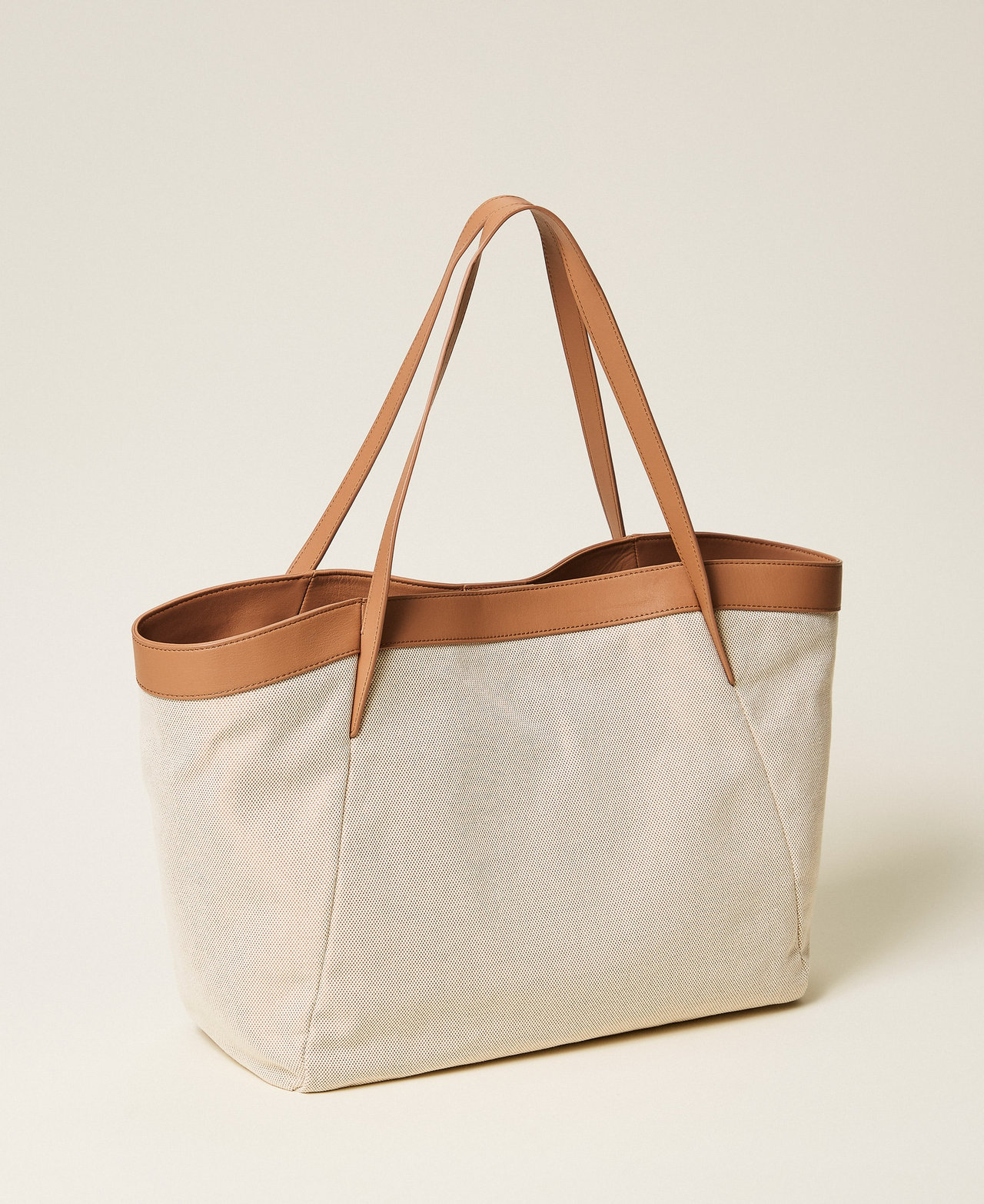 Borsa shopper in canvas e pelle Beige "Rope" Donna 261TD8530_12145_03