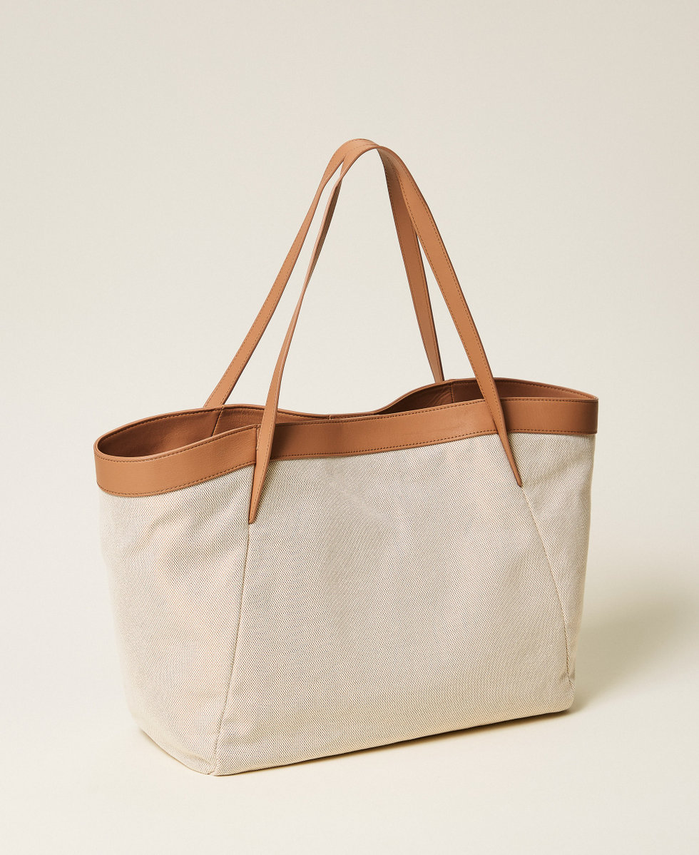 Canvas and leather shopper bag Rope Beige Woman 261TD8530_12145_03