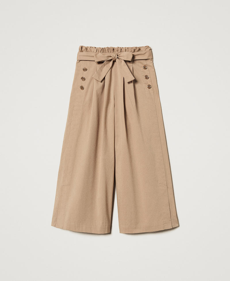 Poplin palazzo trousers Beige Hemp Girl 251GJ2425_00310_S0
