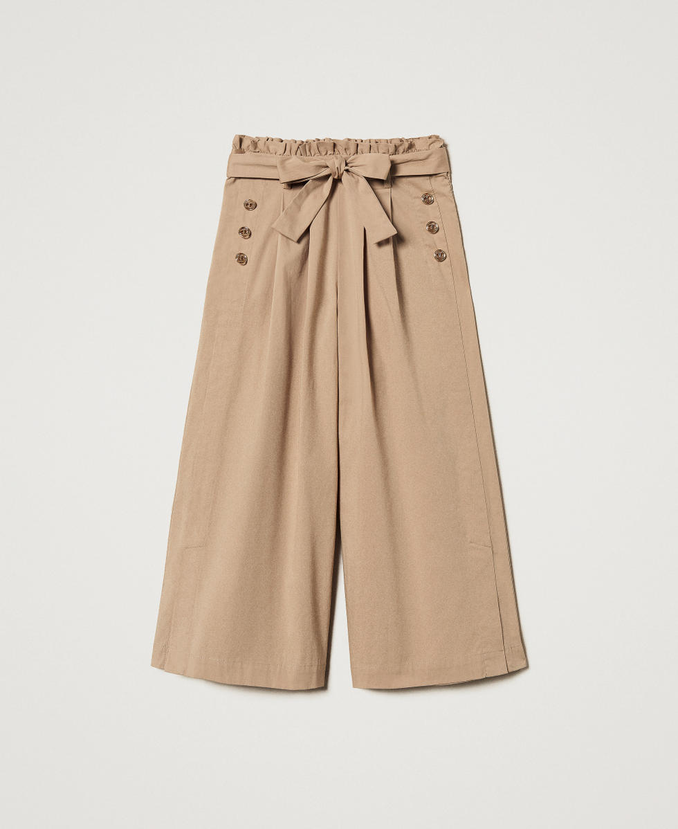 Poplin palazzo trousers Beige Hemp Girl 251GJ2425_00310_S0