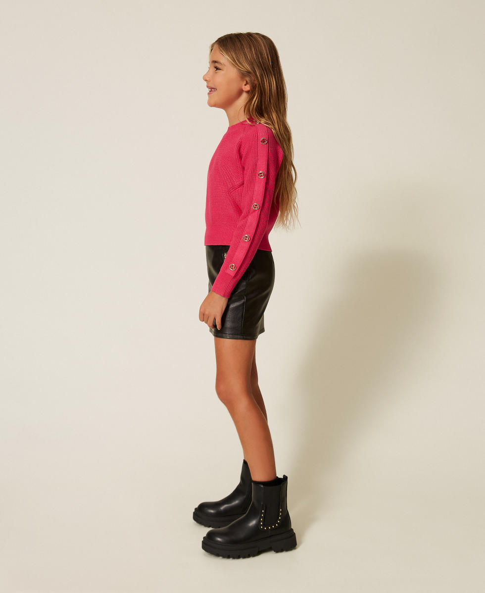 Pull côtelé avec boutons Oval T Rose Candy Rose Fille 252GJ3061_00338_02