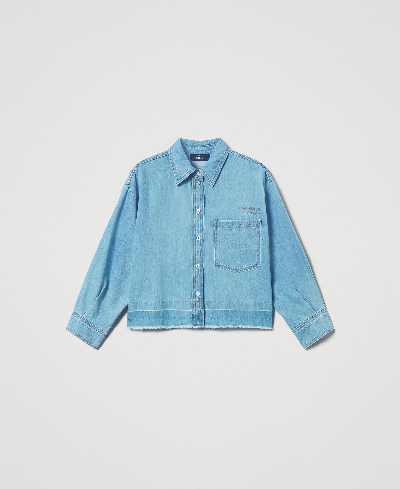 【公式サイト】正規ブランド品通販 Denim shirt with studs Woman, Light blue | TWINSET Milano トップス