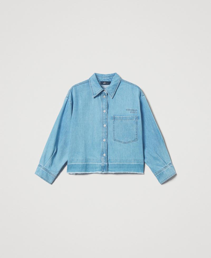 Camicia in jeans con borchie Denim Chiaro Donna 251AP2340_03498_0S