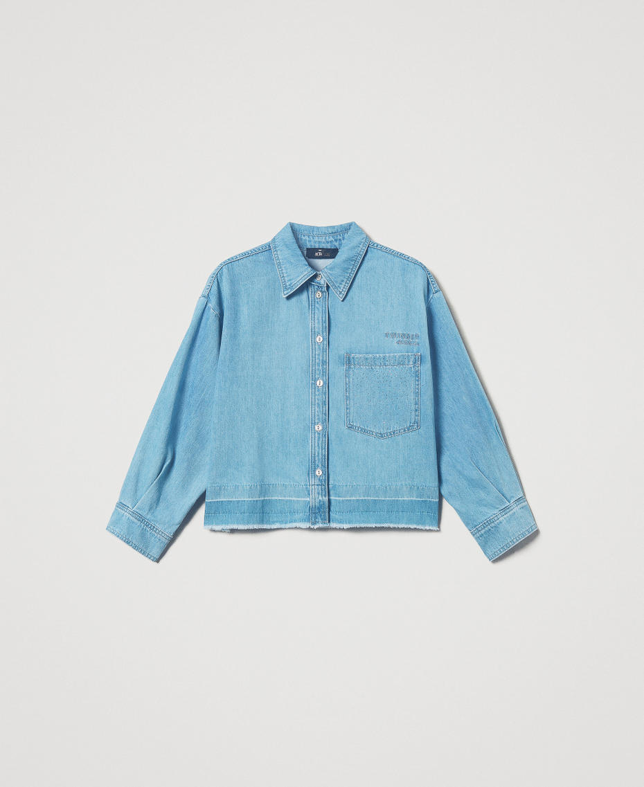 Camicia in jeans con borchie Denim Chiaro Donna 251AP2340_03498_S0
