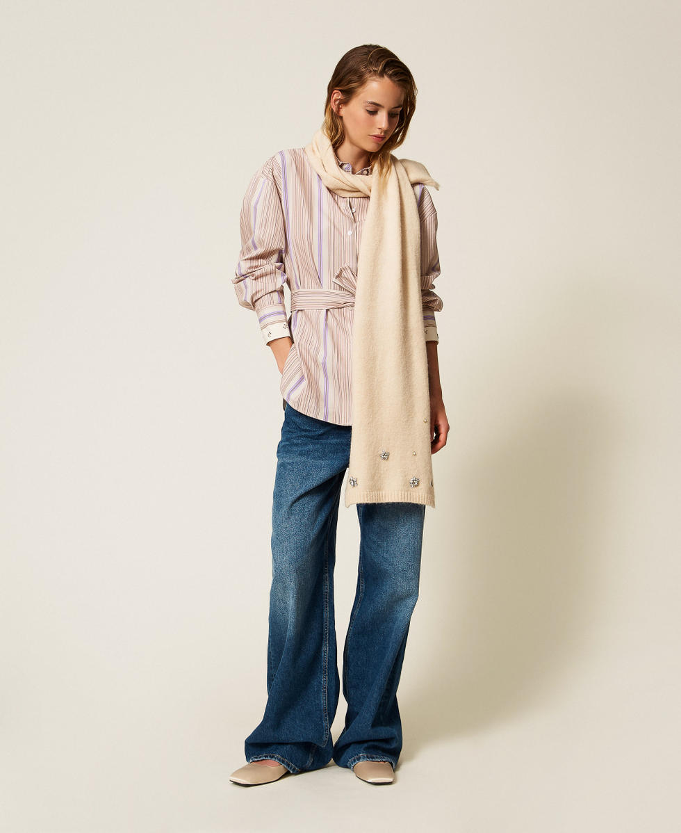 Camicia in cotone riciclato a righe Stampa Micro Stripes Donna 252AP2340_12666_T0