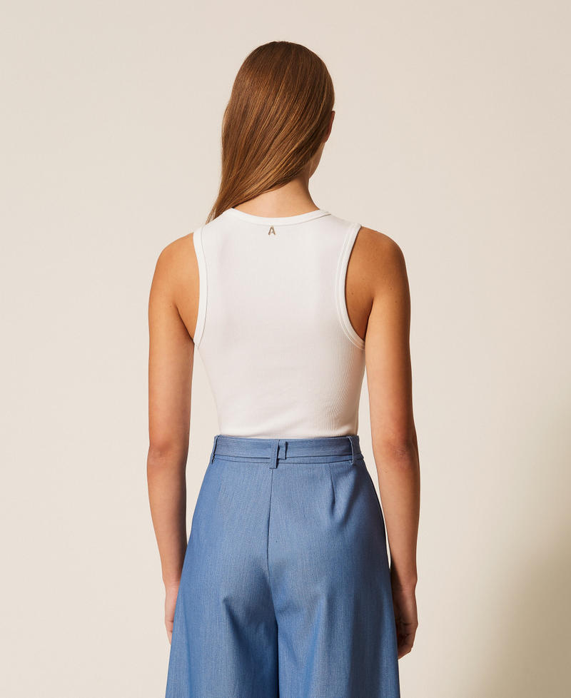 Ribbed top with embroidery Off White Woman 261AP2201_00526_03