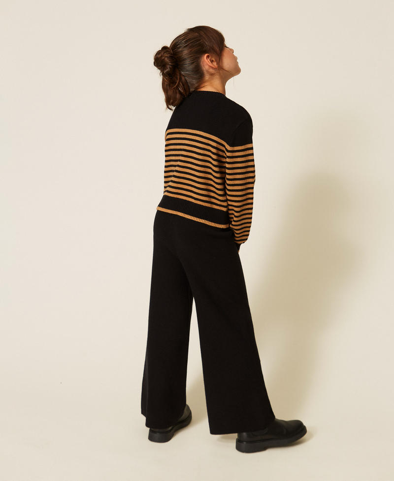 Strickhose mit Kn&ouml;pfen Schwarz M&auml;dchen 262GJ3033_00006_03