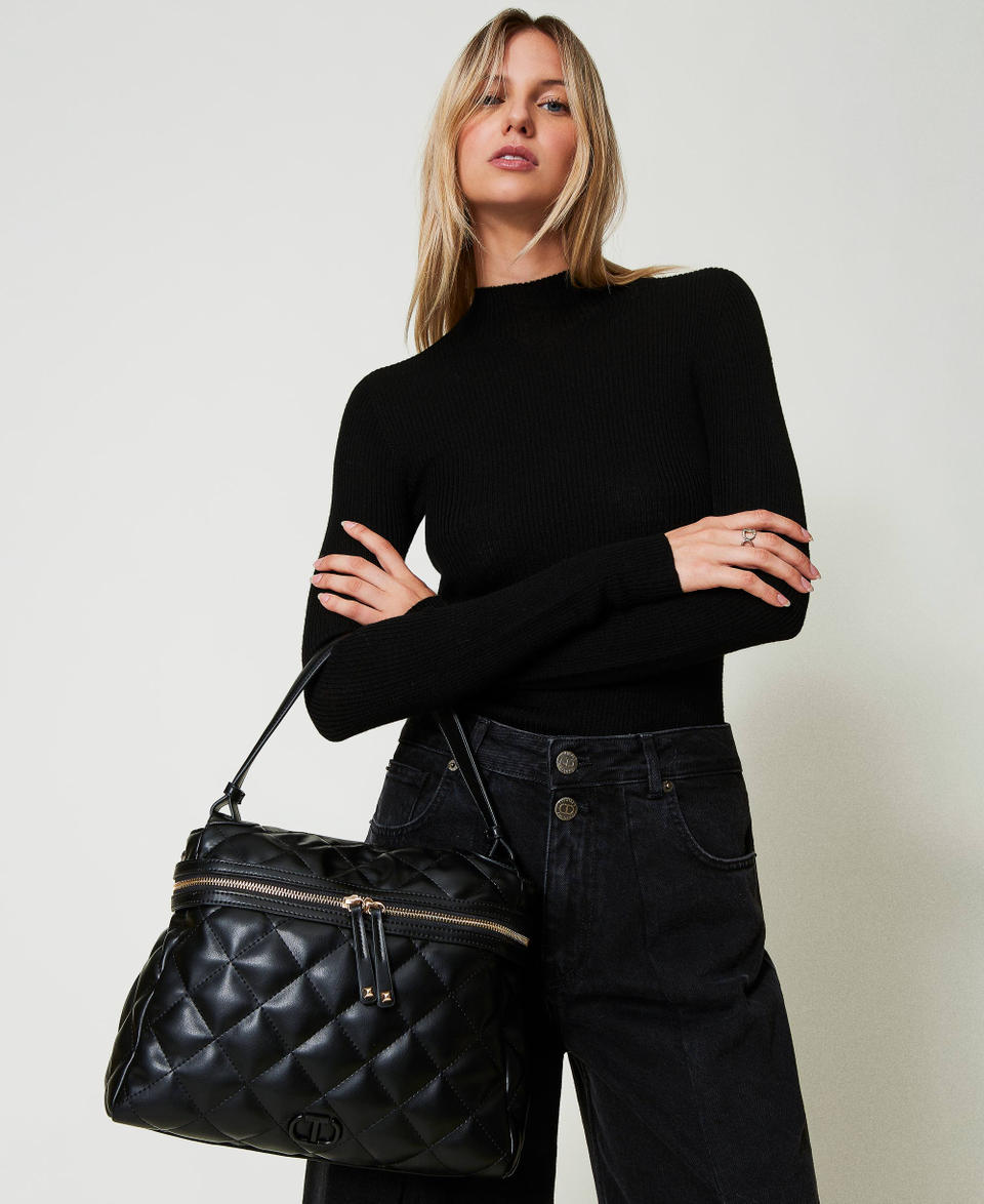 Borsa top handle ‘Cécile’ grande trapuntata Nero Donna 242TD8150_00006_0S