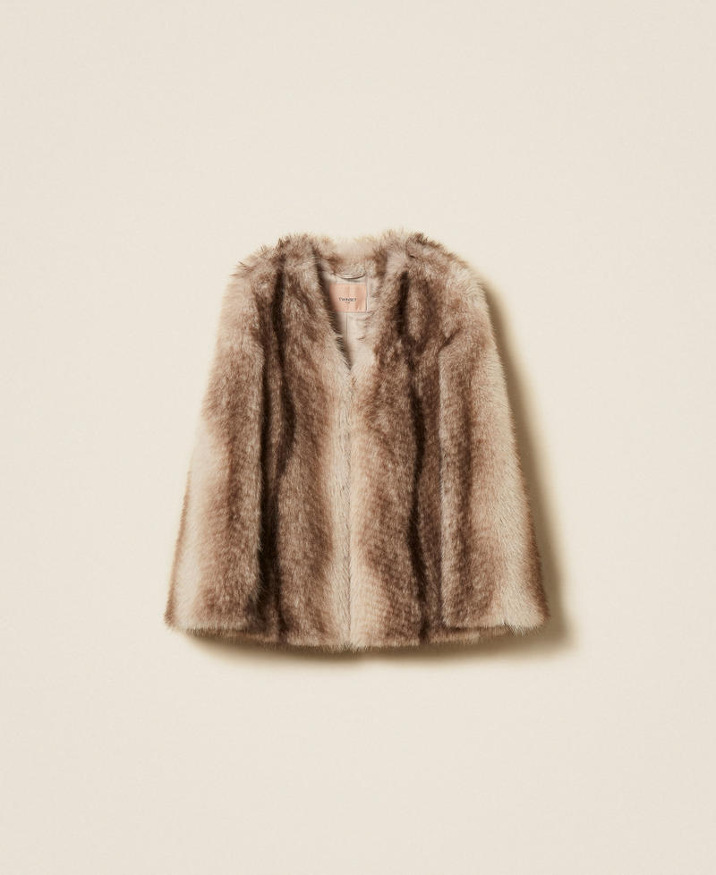 Faux fur cape jacket Animal Shade Casha/Brown Woman 262TP2242_13812_S0