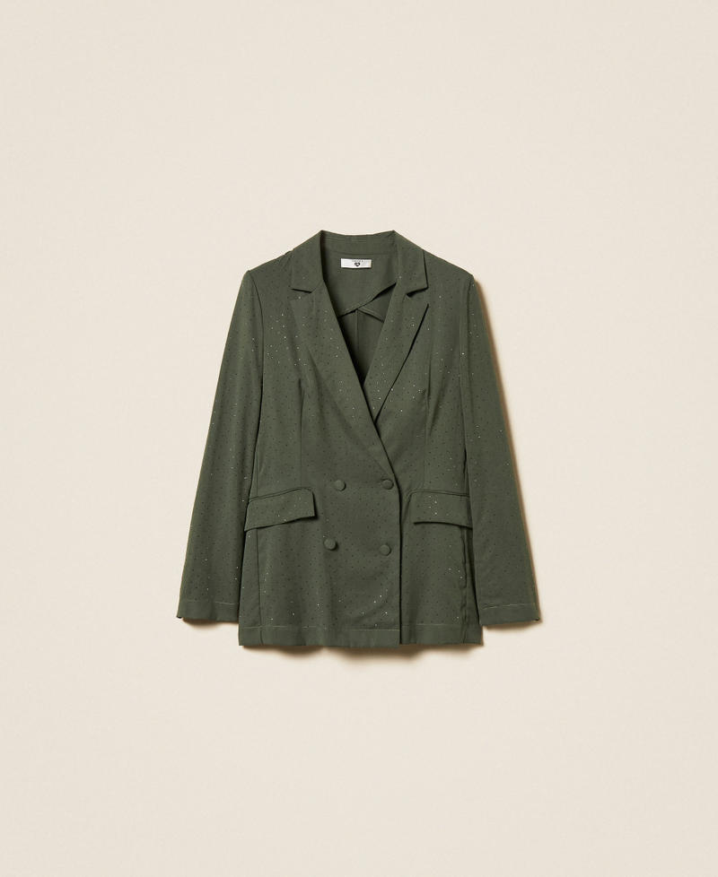 Twill blazer with studs Thyme Green Woman 261LL2PAA_12843_S0