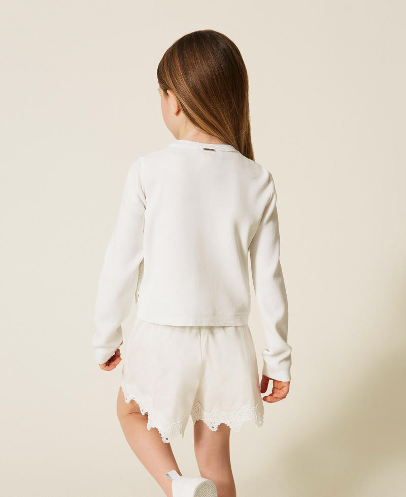 Baby-Strickjacke mit Spitzeneins&auml;tzen Mattwei&szlig; M&auml;dchen 261GB3051_00526_03