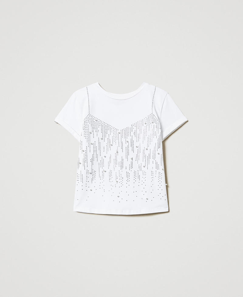 T-shirt avec strass et perles