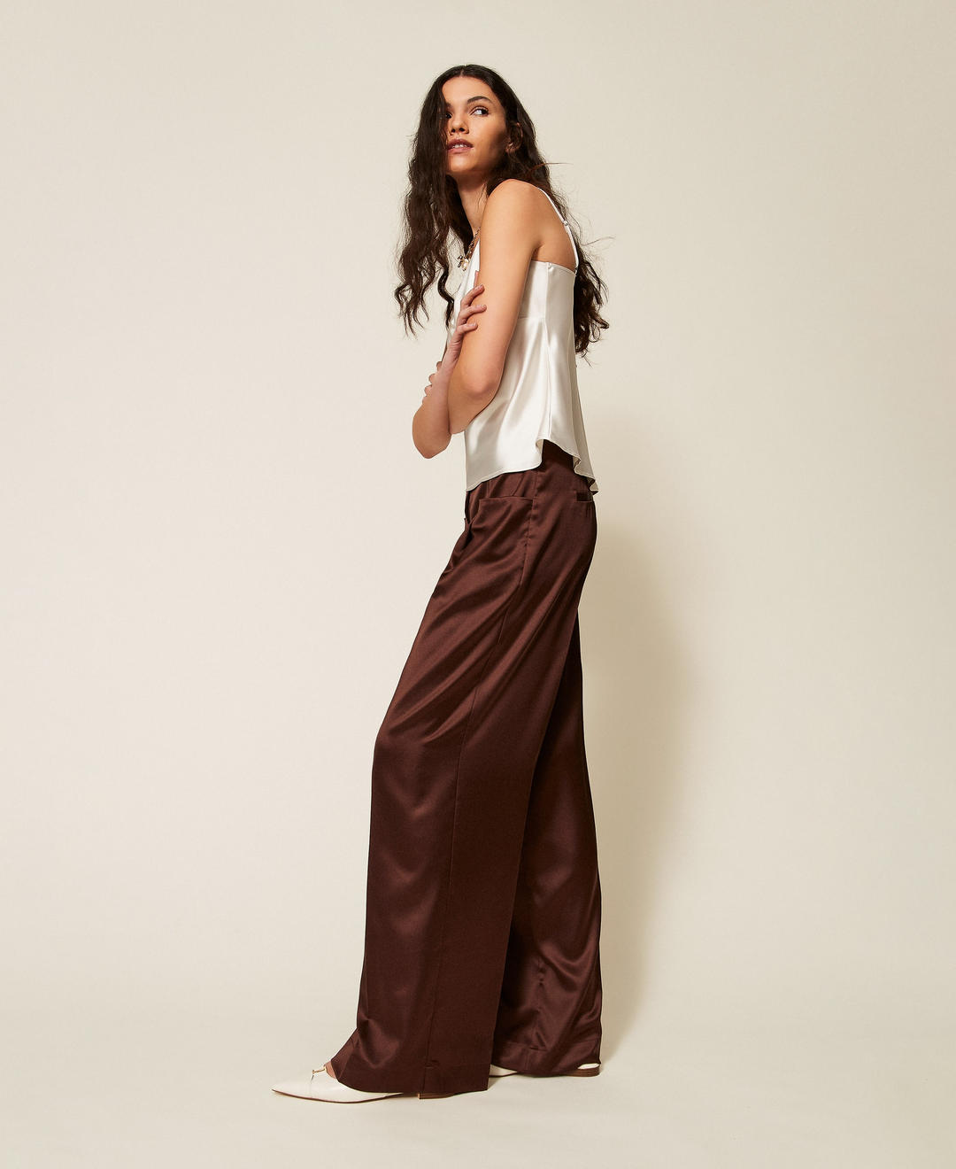 Pantalon palazzo en satin