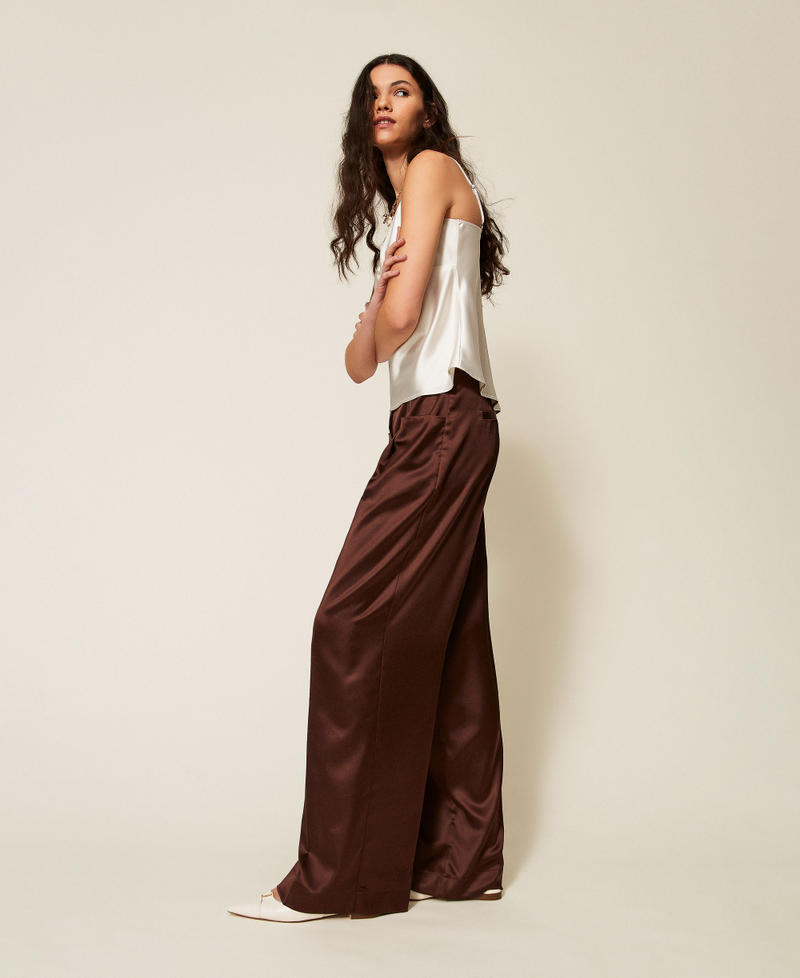 Satin palazzo trousers Chocolate Lab Woman 261AP2254_10780_02