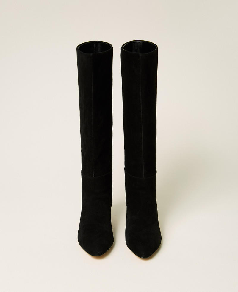 Bottes montantes en cuir velours Noir Femme 262TCP140_00006_04