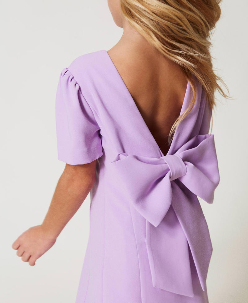Short crêpe dress with bow Pastel Violet Girl 251GJ2QN9_11862_04