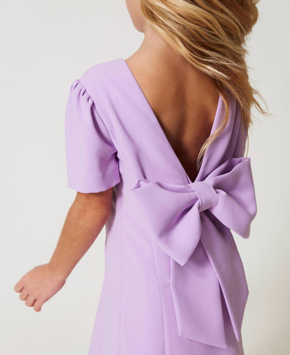 Short crêpe dress with bow Pastel Violet Girl 251GJ2QN9_11862_04