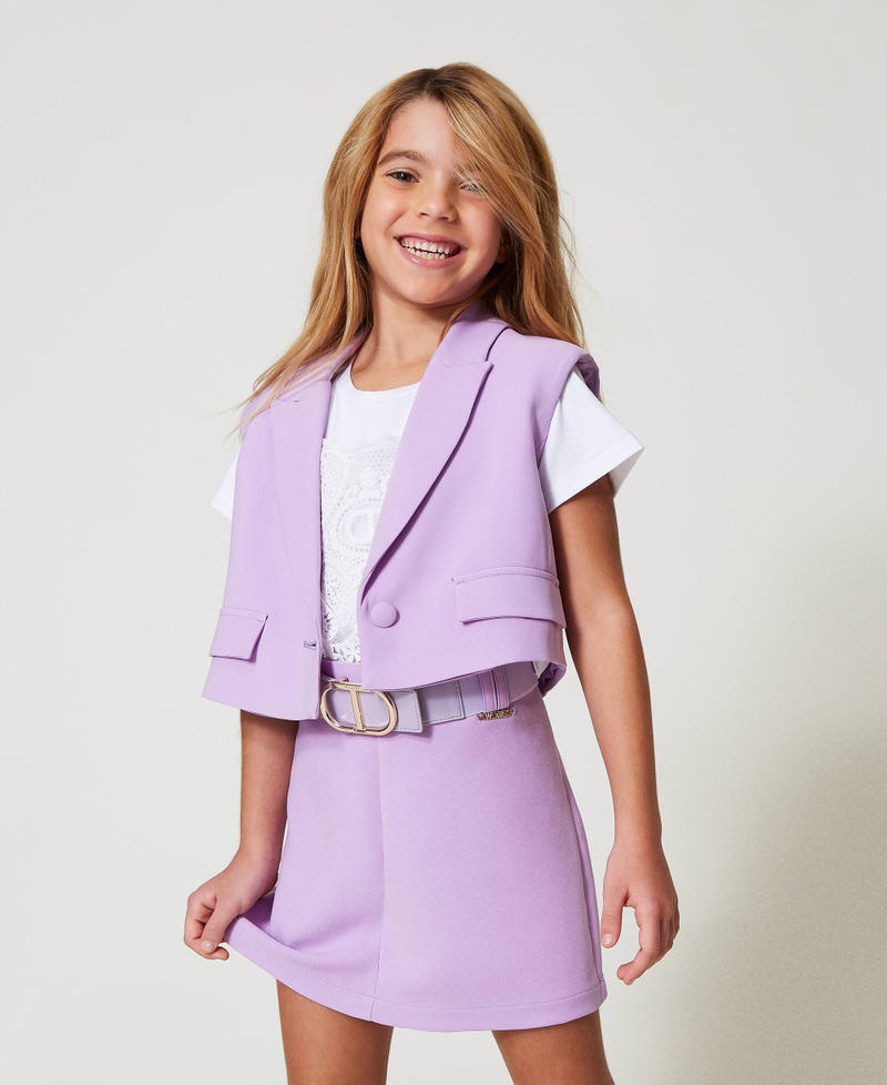 Cr&ecirc;pe trouser skirt Pastel Violet Girl 251GJ2QN7_11862_01
