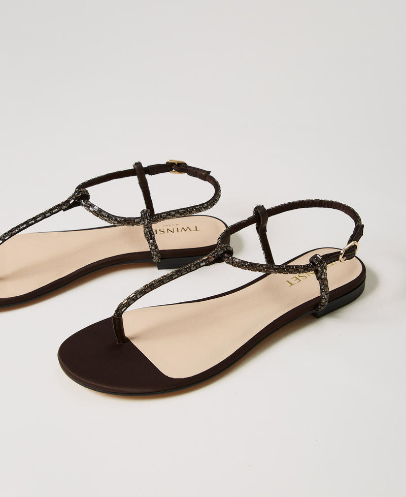 Flat thong sandals with rhinestones Chocolate Lab Woman 251TGT110_10780_02