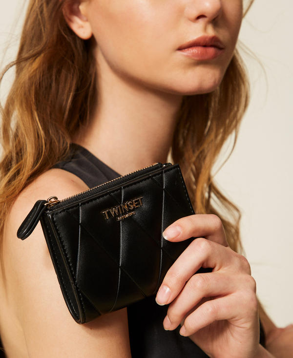 Quilted faux leather wallet