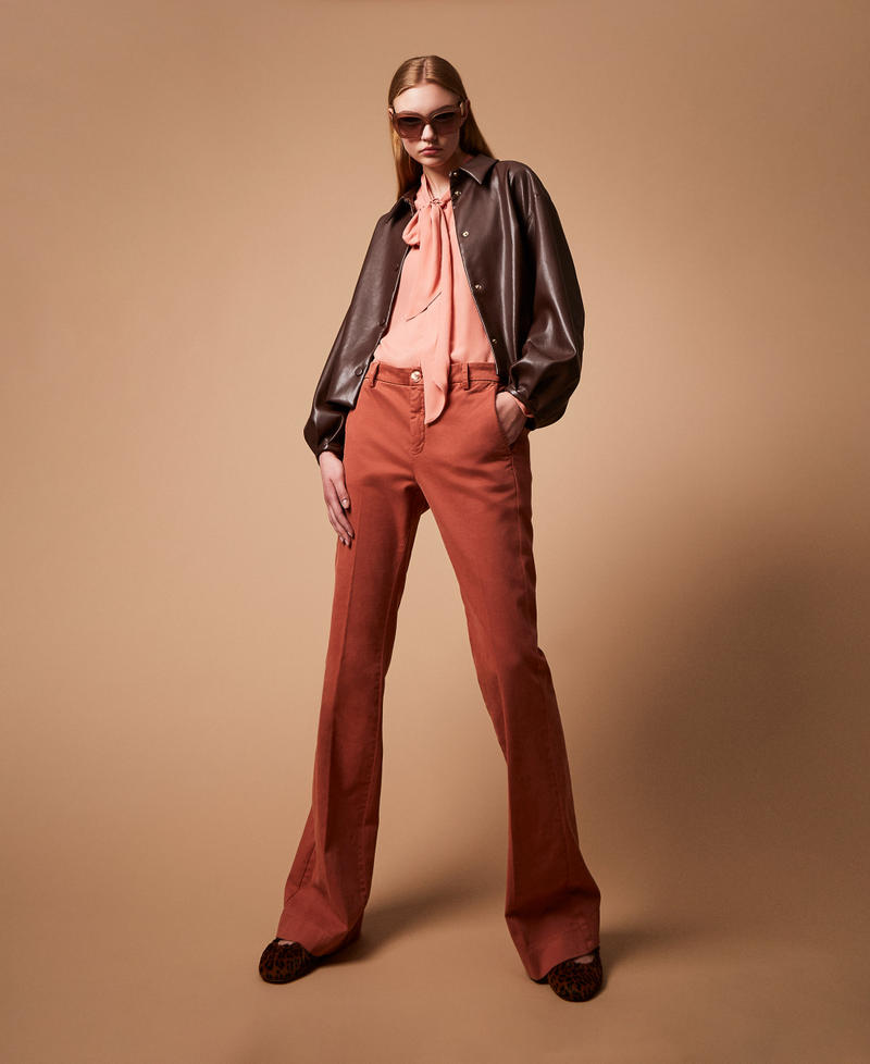Pantalon évasé en bull Marron « Rouille » Femme 252TP2522_12608_PC